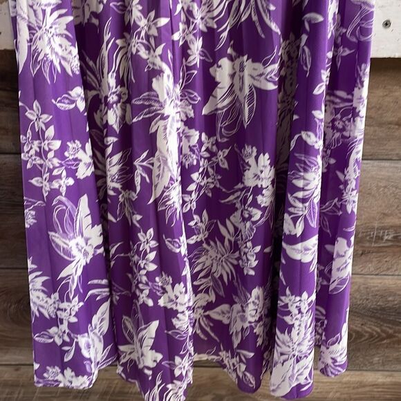 Lavender Pleated Full Womens Skirt Midi Floral Lavender White Size Small Vintage - Picture 5 of 6